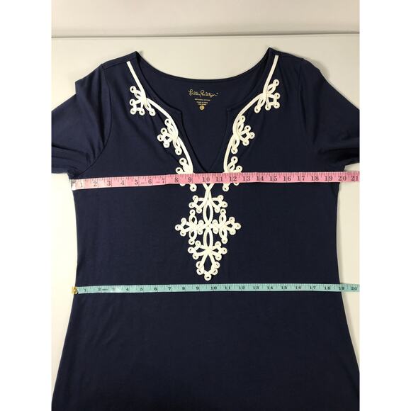 Lilly Pulitzer Marina Pima Cotton Embroidered Navy & White Nautical Coastal Prep - Picture 9 of 10
